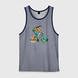 Майка мужская хлопок Nature biker, цвет: синяя тельняшка