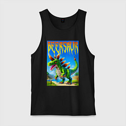 Майка мужская хлопок Пивозавр - мем нейросеть Майнкрафт, цвет: черный