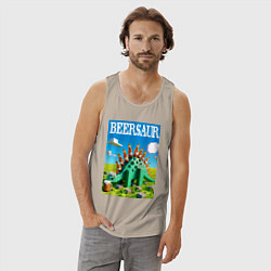 Майка мужская хлопок Пивозавр в стиле Майнкрафт - нейросеть, цвет: миндальный — фото 2