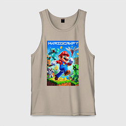Майка мужская хлопок Mario in Minecraft - ai art collaboration, цвет: миндальный