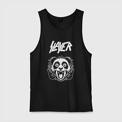 Майка мужская хлопок Slayer rock panda, цвет: черный