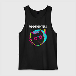 Майка мужская хлопок Foo Fighters rock star cat, цвет: черный