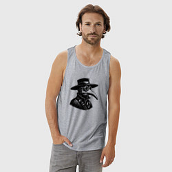 Майка мужская хлопок Человек в маске чумного доктора, цвет: меланж — фото 2