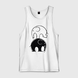 Майка мужская хлопок Cute elephants, цвет: белый