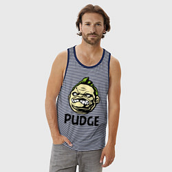 Майка мужская хлопок Pudge Face, цвет: синяя тельняшка — фото 2