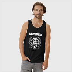 Майка мужская хлопок Ramones rock panda, цвет: черный — фото 2