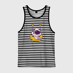 Майка мужская хлопок Космические качели, цвет: черная тельняшка