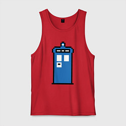 Майка мужская хлопок Tardis pixels, цвет: красный
