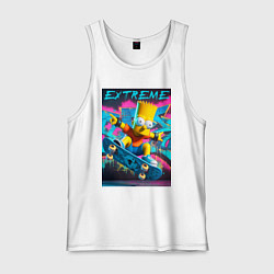 Майка мужская хлопок Барт Симпсон крутой скейтбордист, цвет: белый