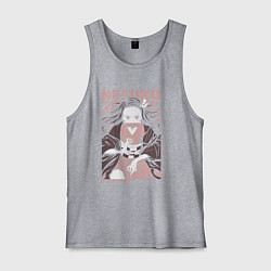 Майка мужская хлопок Demon slayer Nezuko pinck, цвет: меланж