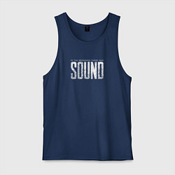 Майка мужская хлопок In the beginning there was sound, цвет: тёмно-синий