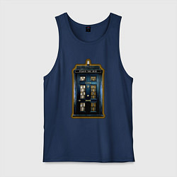 Майка мужская хлопок Tardis Sherlock, цвет: тёмно-синий
