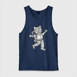 Майка мужская хлопок Пёсик астронавт, цвет: тёмно-синий