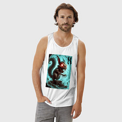 Майка мужская хлопок Жуткая белка - хэллоуин, цвет: белый — фото 2