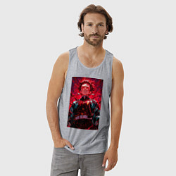 Майка мужская хлопок Клинок, рассекающий демонов Тандзиро Камадо охотни, цвет: меланж — фото 2