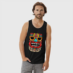 Майка мужская хлопок Tiki mask, цвет: черный — фото 2