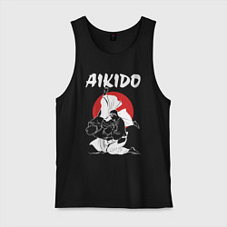 Майка мужская хлопок Айкидо - боевое искусство, цвет: черный