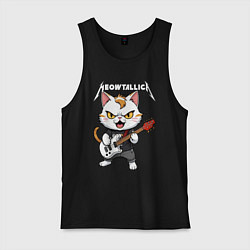 Майка мужская хлопок Meowtallica rock, цвет: черный