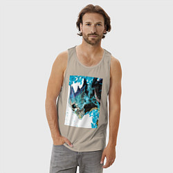 Майка мужская хлопок Кайдзю номер восемь Кафка Хибино гуманоид, цвет: миндальный — фото 2