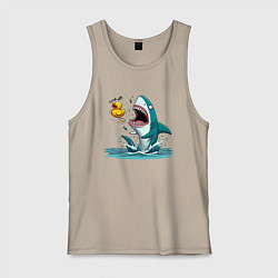 Майка мужская хлопок Утёнок кричит акуле - отвали, цвет: миндальный