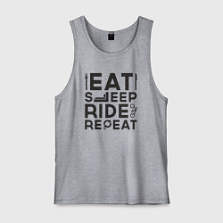 Майка мужская хлопок Eat sleep ride repeat, цвет: меланж