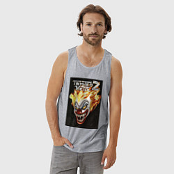 Майка мужская хлопок Twisted metal 2 - clown head, цвет: меланж — фото 2