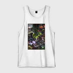 Майка мужская хлопок Half life 1 - levels and bosses, цвет: белый