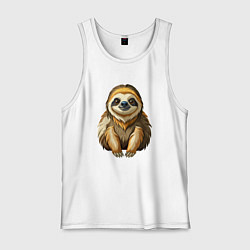 Майка мужская хлопок Портрет ленивца, цвет: белый