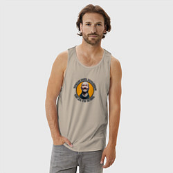 Майка мужская хлопок Бронсон-тяжело быть холодным когда ты огонь, цвет: миндальный — фото 2