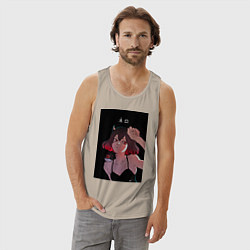 Майка мужская хлопок Чёрный клевер неро, цвет: миндальный — фото 2