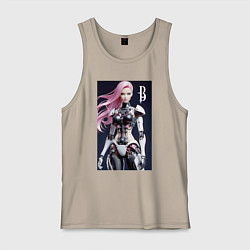 Майка мужская хлопок Cyber Barbie - ai art future, цвет: миндальный