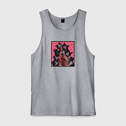 Майка мужская хлопок Рука с котиками, цвет: меланж