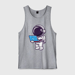 Майка мужская хлопок Астронавт с ноутбуком, цвет: меланж