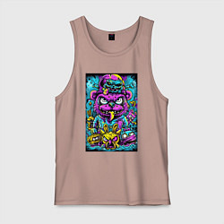 Майка мужская хлопок Сказочные монстры в ярких неоновых красках, цвет: пыльно-розовый
