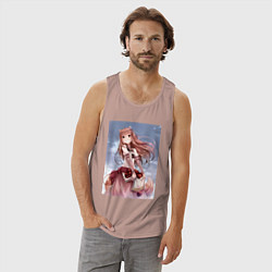 Майка мужская хлопок Волчица и пряности арт Холо, цвет: пыльно-розовый — фото 2