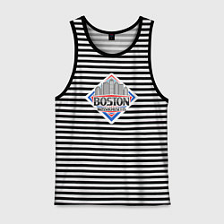 Майка мужская хлопок Массачусетс Бостон, цвет: черная тельняшка