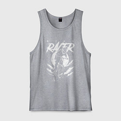 Майка мужская хлопок Белый арт велосипедист, цвет: меланж