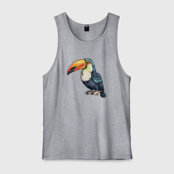 Майка мужская хлопок Яркий тукан на ветке, цвет: меланж