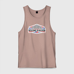Майка мужская хлопок Бостон - добро пожаловать, цвет: пыльно-розовый