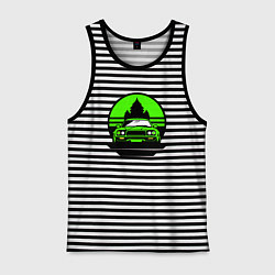 Майка мужская хлопок Nissan skyline retro style, цвет: черная тельняшка