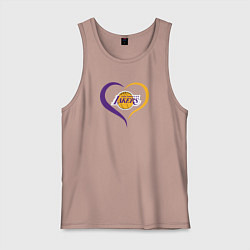 Майка мужская хлопок LA Lakers в сердце, цвет: пыльно-розовый