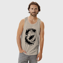 Майка мужская хлопок Абстрактные твари - нейросеть, цвет: миндальный — фото 2