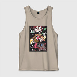 Майка мужская хлопок Тандзиро Зеницу Инозука манга Клинок рассекающий д, цвет: миндальный