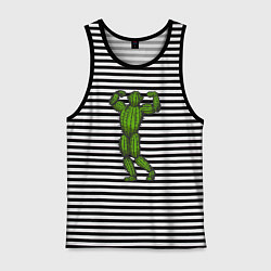 Майка мужская хлопок Кактус спортсмен, цвет: черная тельняшка