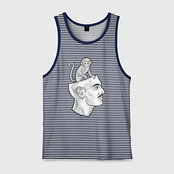 Майка мужская хлопок Мартышка в голове, цвет: синяя тельняшка