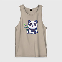 Майка мужская хлопок Панда с веточкой, цвет: миндальный