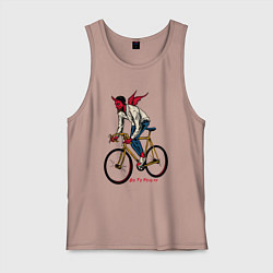 Майка мужская хлопок Демон велосипедист, цвет: пыльно-розовый