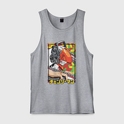 Майка мужская хлопок Человек-бензопила Денджи перевоплощенный, цвет: меланж