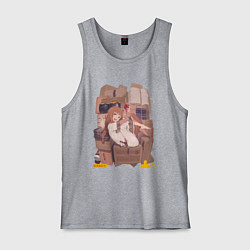 Майка мужская хлопок Волчица и пряности Холо арт, цвет: меланж