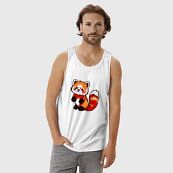 Майка мужская хлопок Красная панда в полный рост, цвет: белый — фото 2